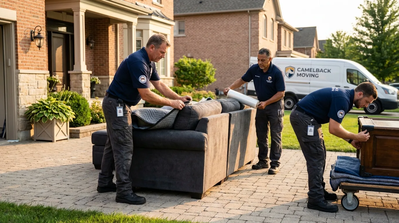Large estate moving crew wrapping furniture in Daleville, VA