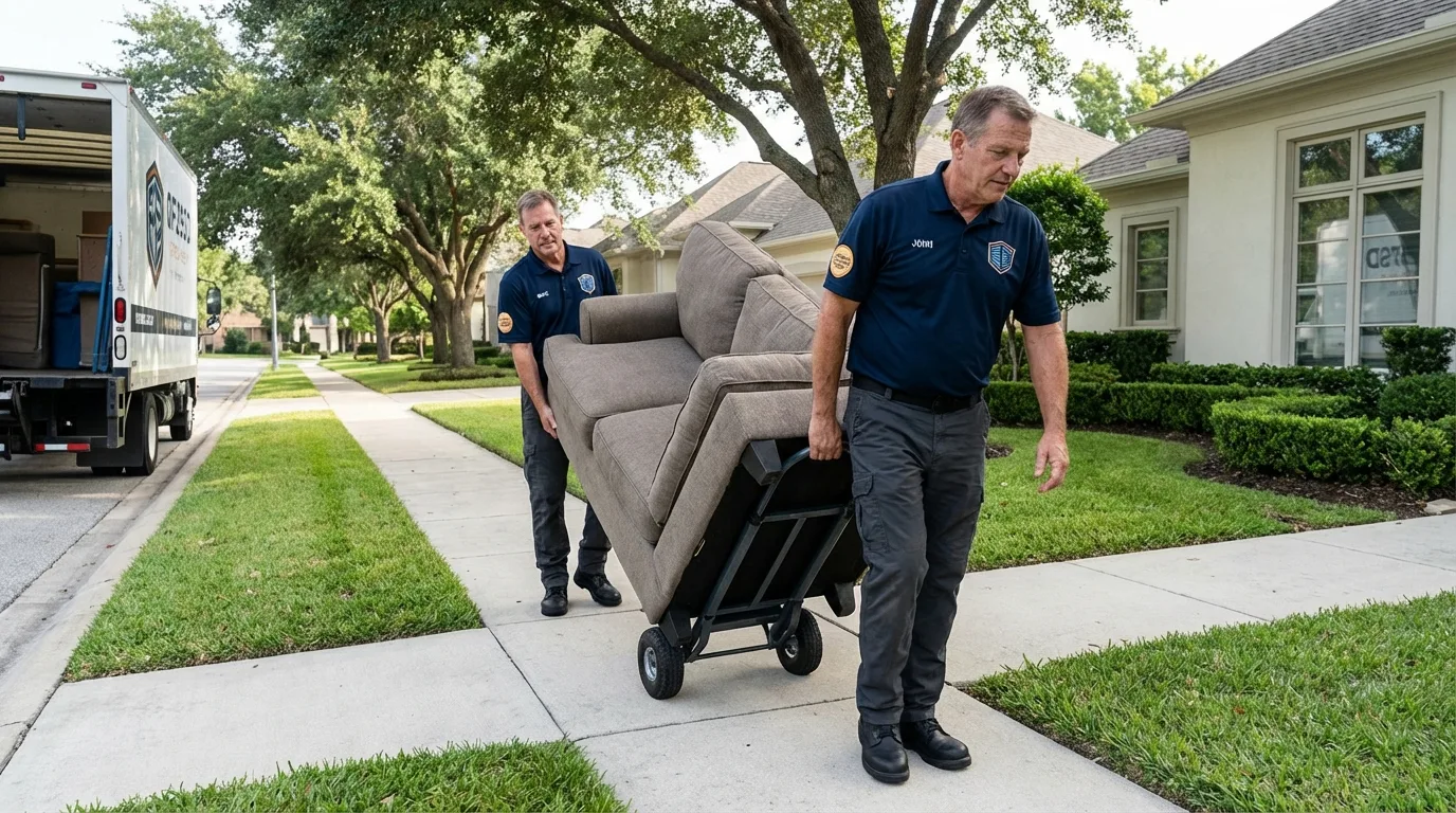 Local residential moving crew loading furniture in Daleville, VA