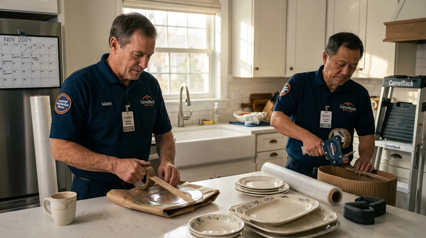 Professional crew packing kitchen dishware in Daleville, VA